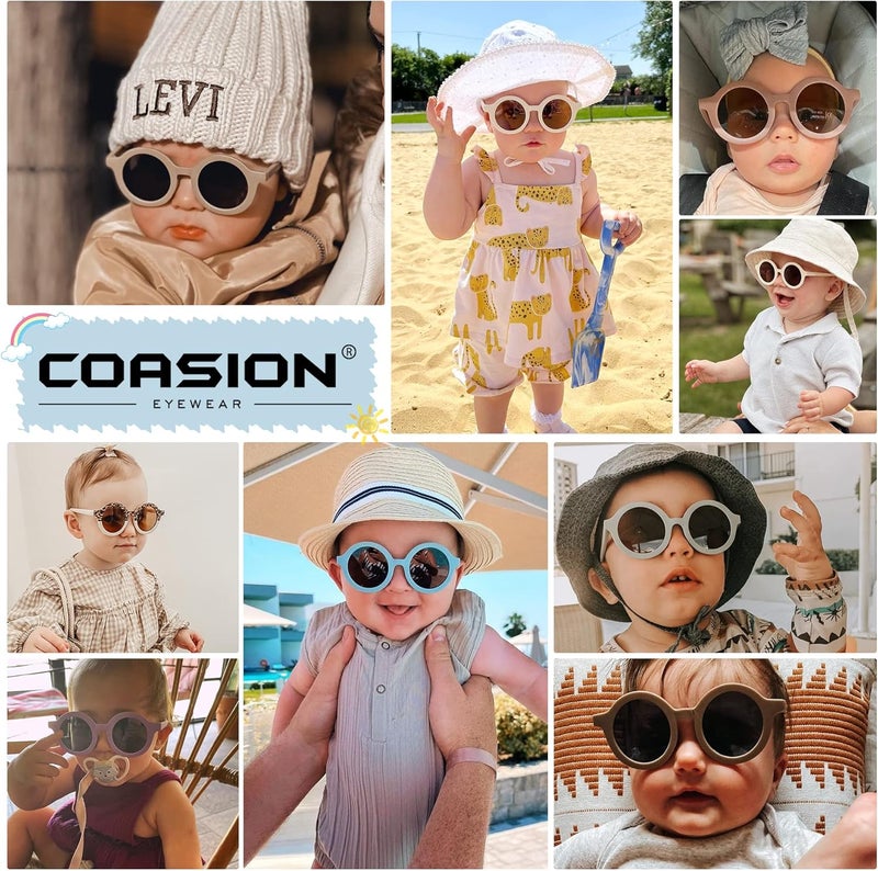 COASION Baby Polarized Round Sunglasses Flexible Rubber Shades with Strap for Toddler Newborn Infant Ages 0-24 Months - Image 2